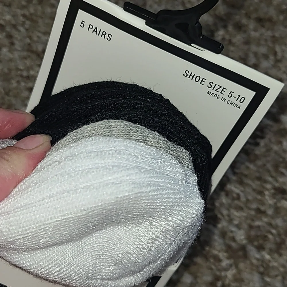 Steve Madden White and Black Low Cut Socks